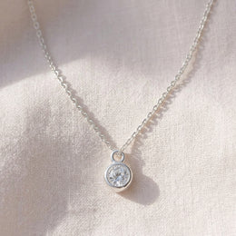 April Birthstone Necklace | Crystal, Gold & Silver