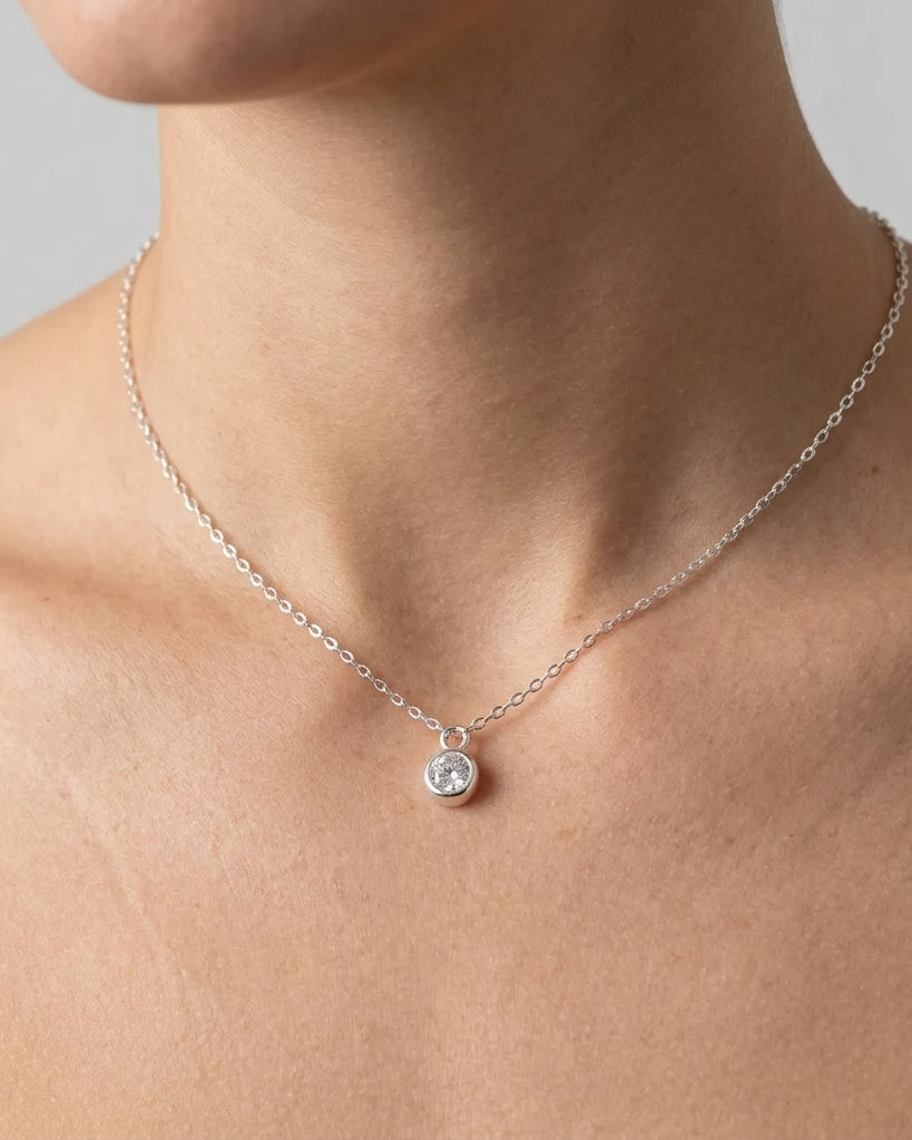 April Birthstone Necklace | Crystal, Gold & Silver