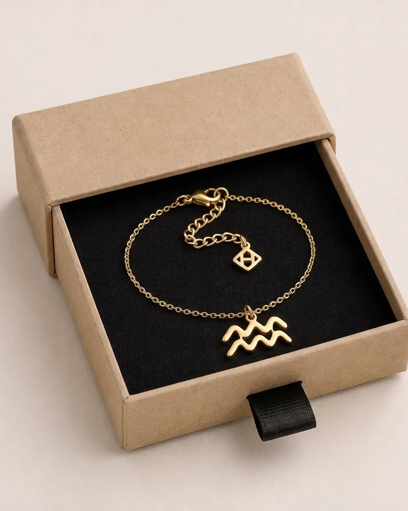 Aquarius Zodiac Bracelet | Star Sign Charm, Gold & Silver