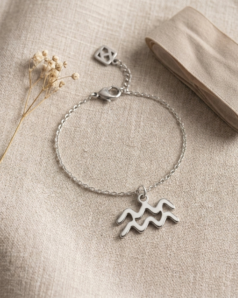 Aquarius Zodiac Bracelet | Star Sign Charm, Gold & Silver