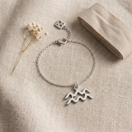 Aquarius Zodiac Bracelet | Star Sign Charm, Gold & Silver