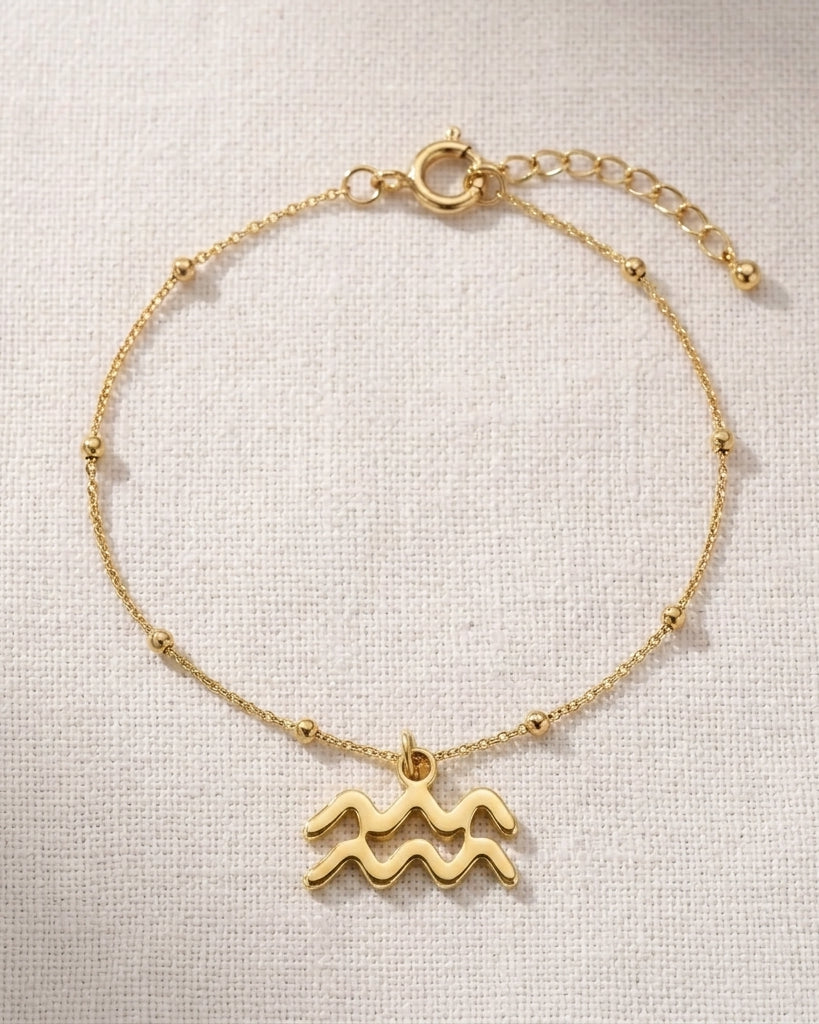 Aquarius Zodiac Bracelet | Star Sign Charm, Gold & Silver