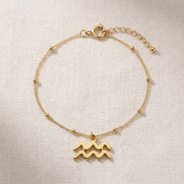 Aquarius Zodiac Bracelet | Star Sign Charm, Gold & Silver