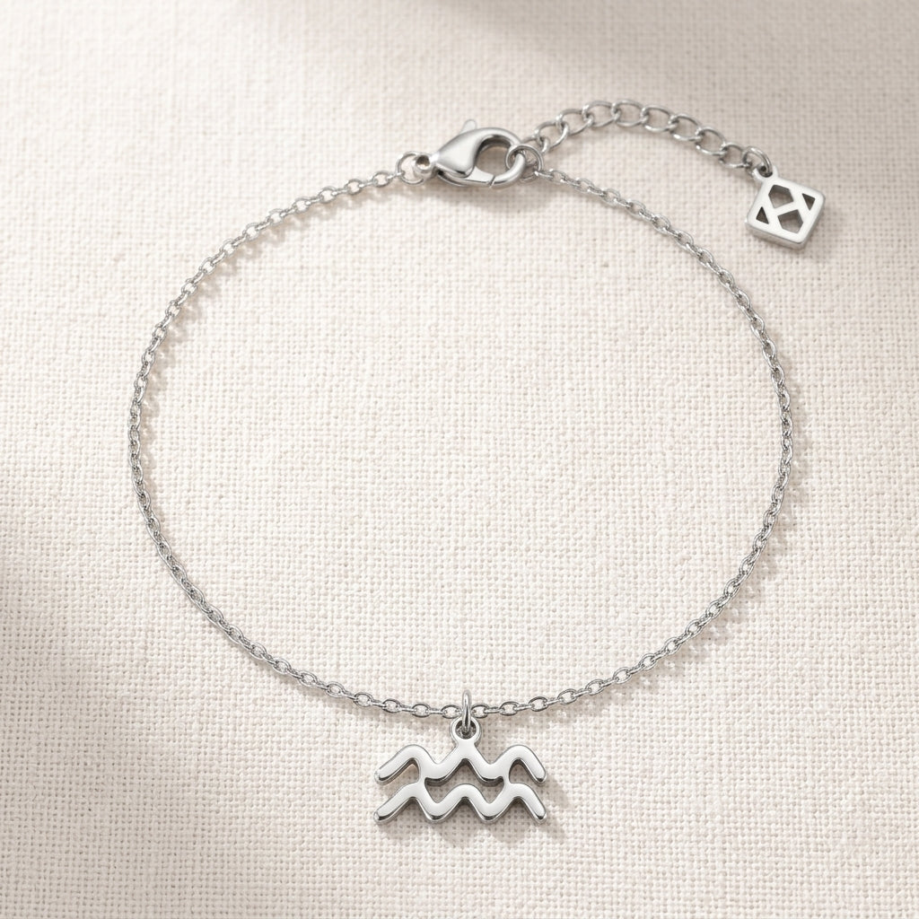 Aquarius Zodiac Bracelet | Star Sign Charm, Gold & Silver