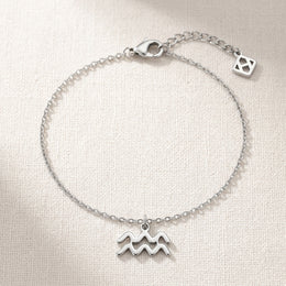 Aquarius Zodiac Bracelet | Star Sign Charm, Gold & Silver