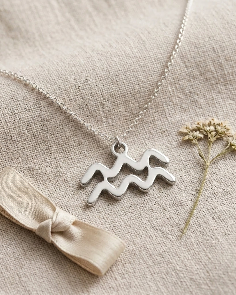 Aquarius Zodiac Necklace | Star Sign Pendant, Gold & Silver