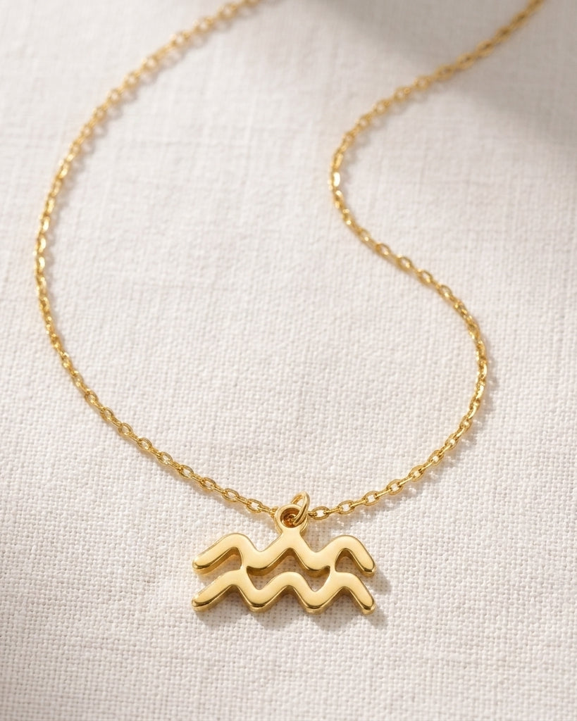 Aquarius Zodiac Necklace | Star Sign Pendant, Gold & Silver