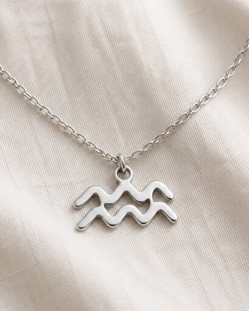 Aquarius Zodiac Necklace | Star Sign Pendant, Gold & Silver