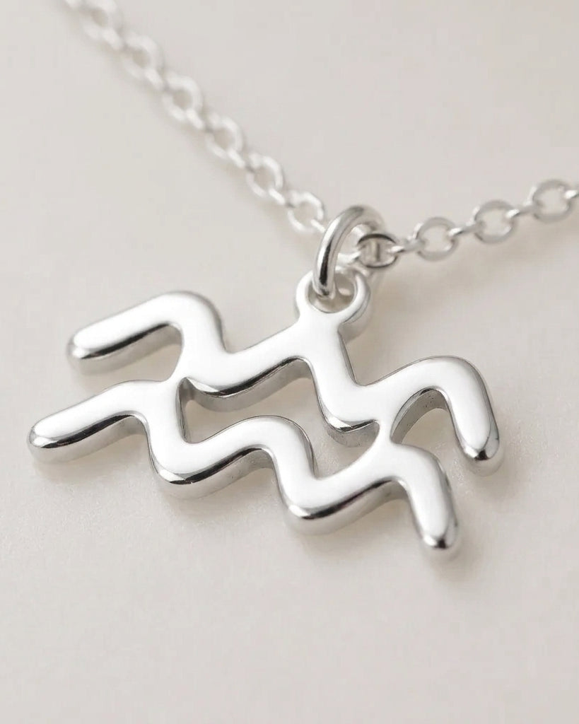 Aquarius Zodiac Necklace | Star Sign Pendant, Gold & Silver
