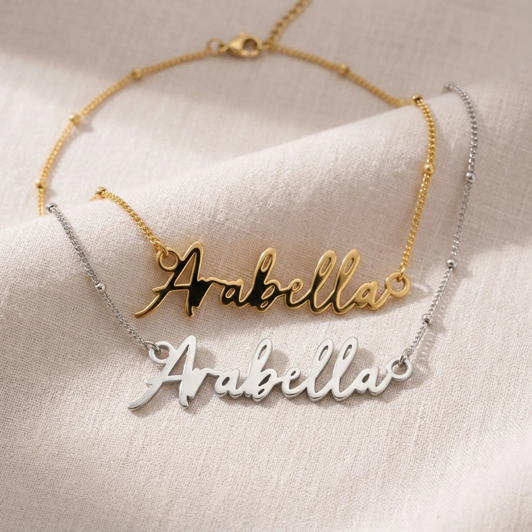 Arabella Name Necklace | 18ct Gold, Silver & Vermeil | Ready to Ship