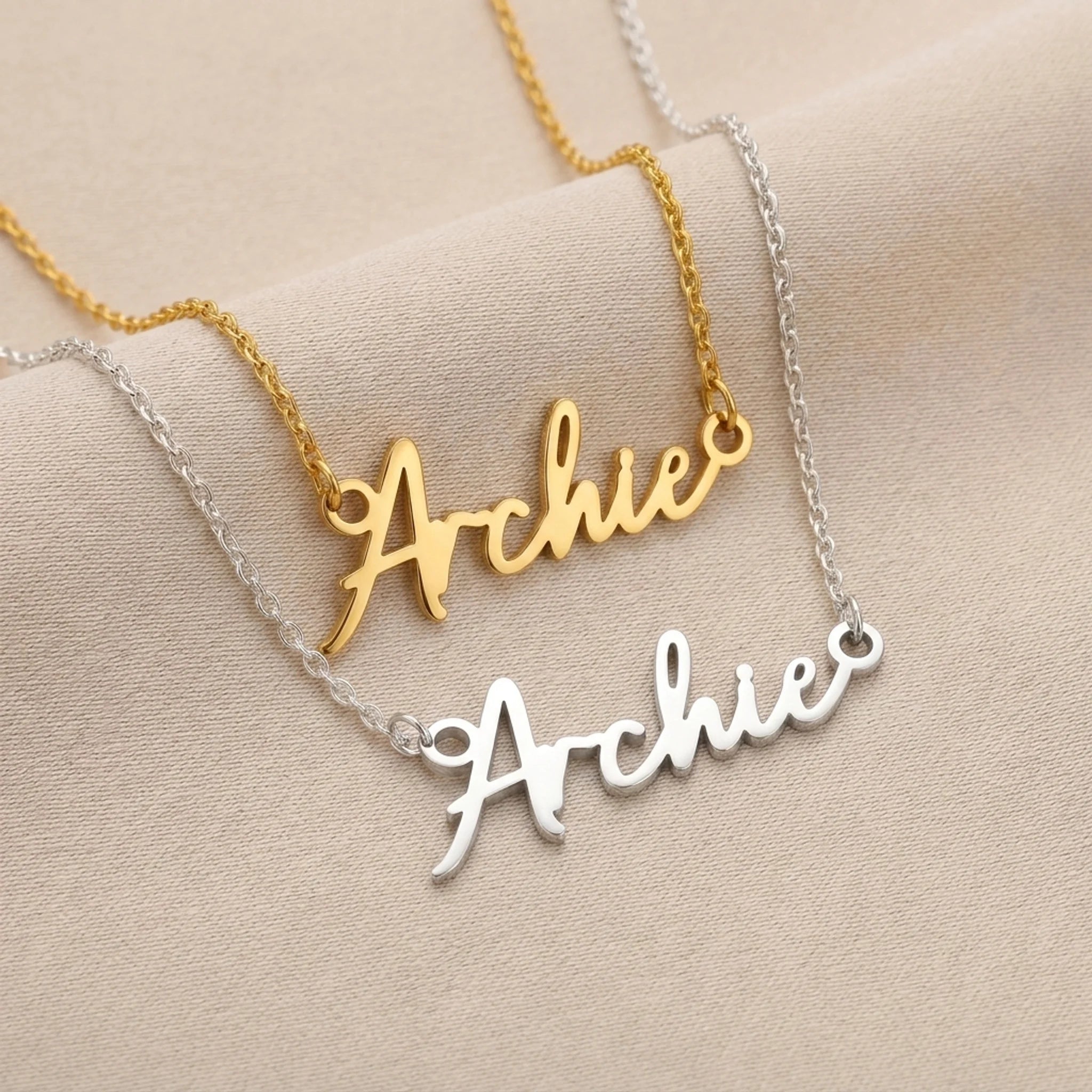 Archie Name Necklace | 18ct Gold, Silver & Vermeil | Ready to Ship