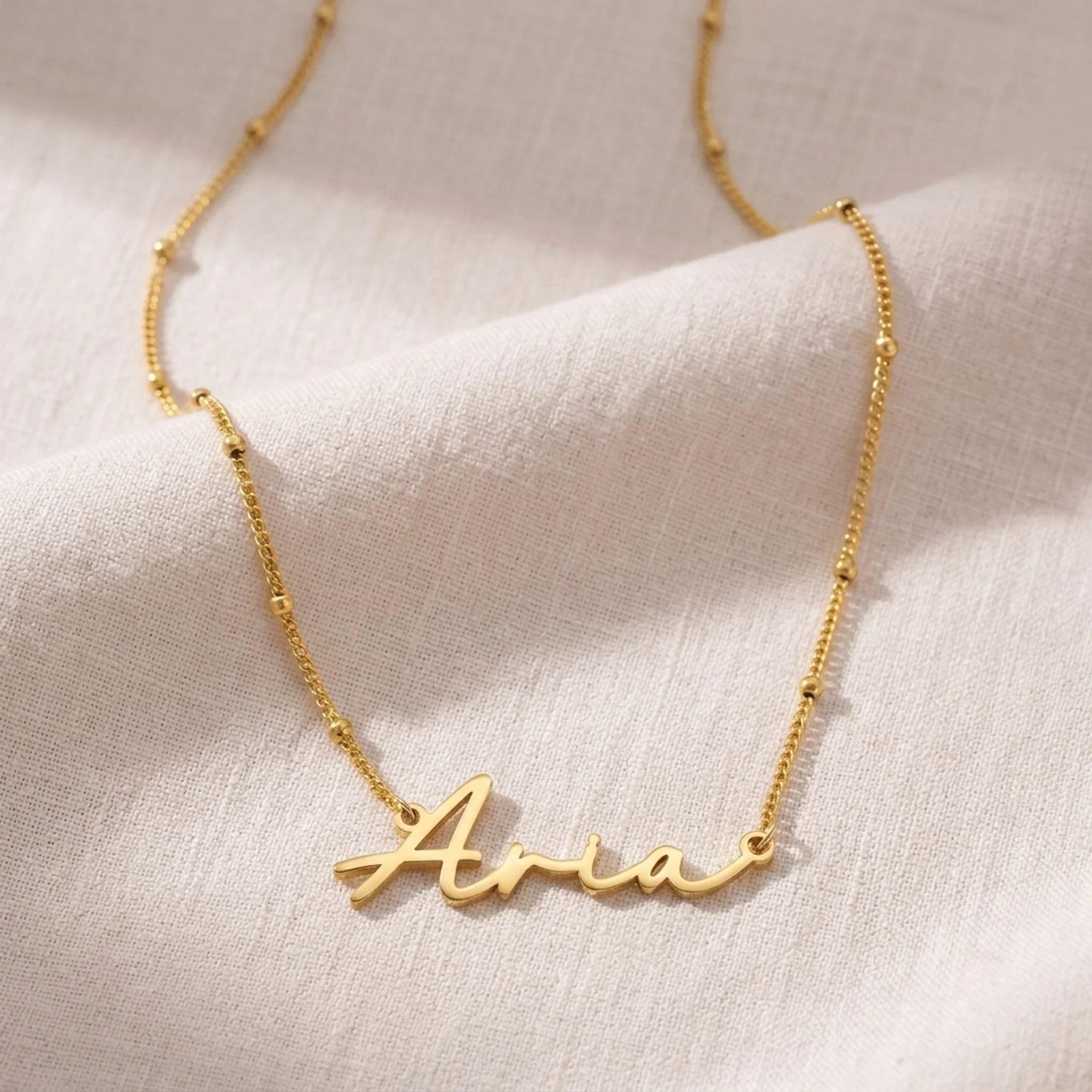 Aria Name Necklace | 18ct Gold, Silver & Vermeil | Ready to Ship