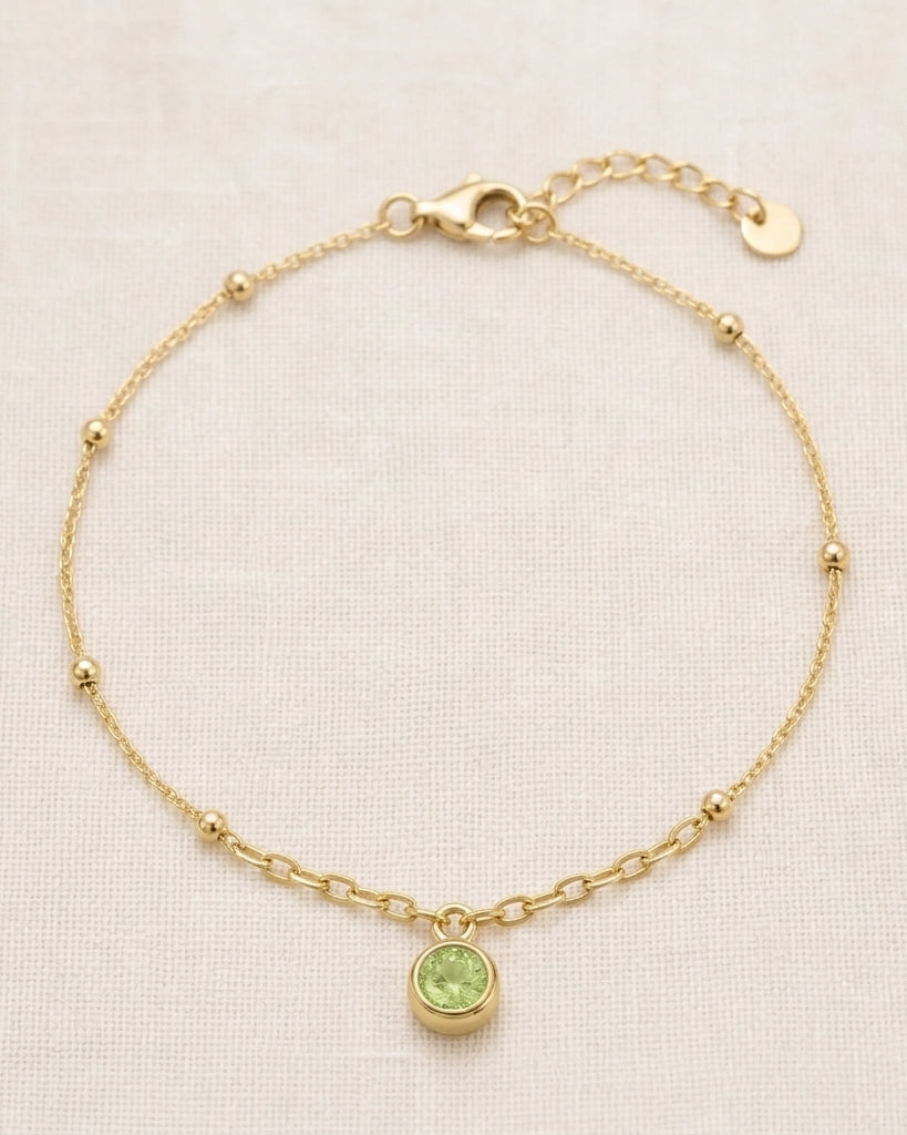 August Birthstone Bracelet | Peridot, Gold & Silver