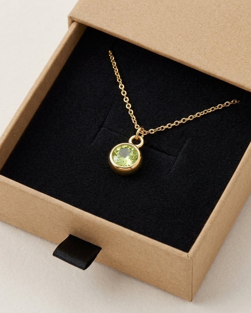 August Birthstone Necklace | Peridot, Gold & Silver
