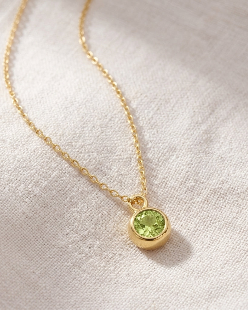 August Birthstone Necklace | Peridot, Gold & Silver