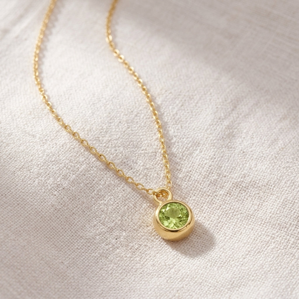 August Birthstone Necklace | Peridot, Gold & Silver