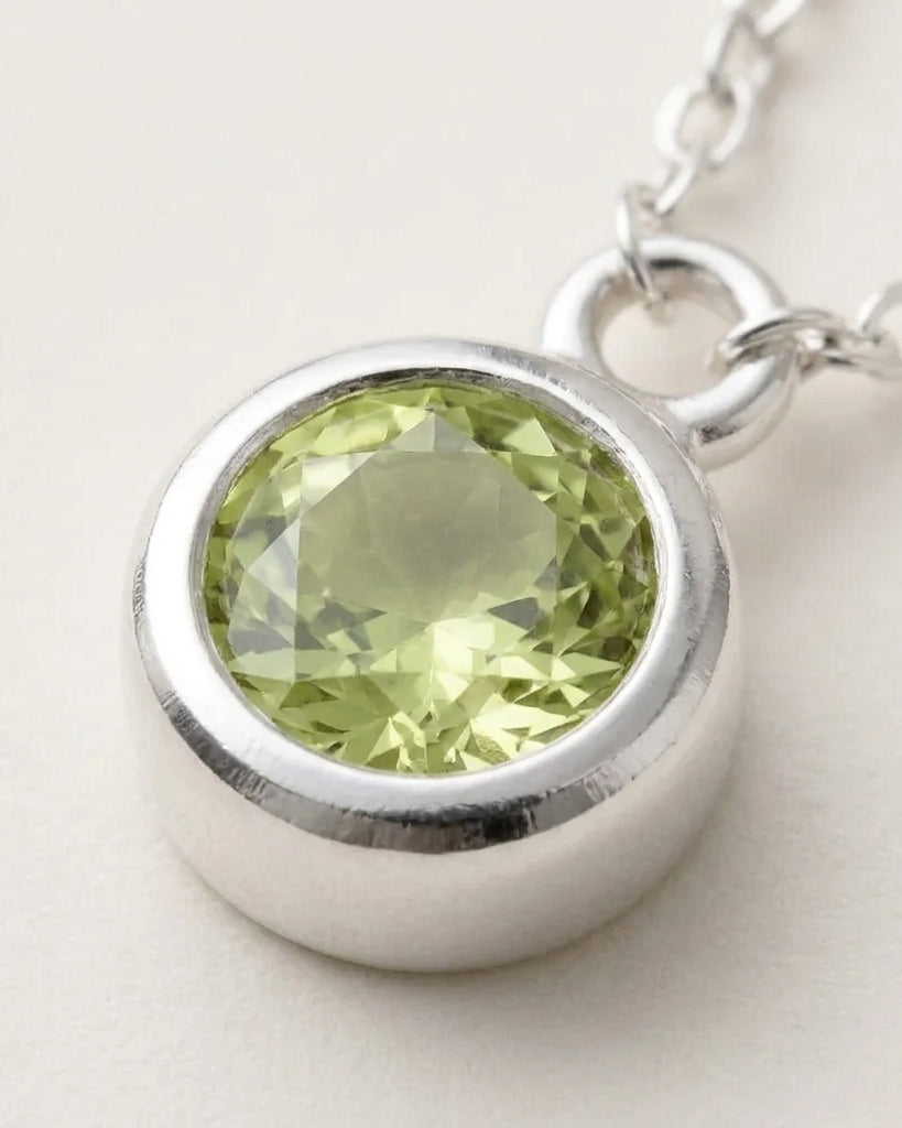 August Birthstone Necklace | Peridot, Gold & Silver