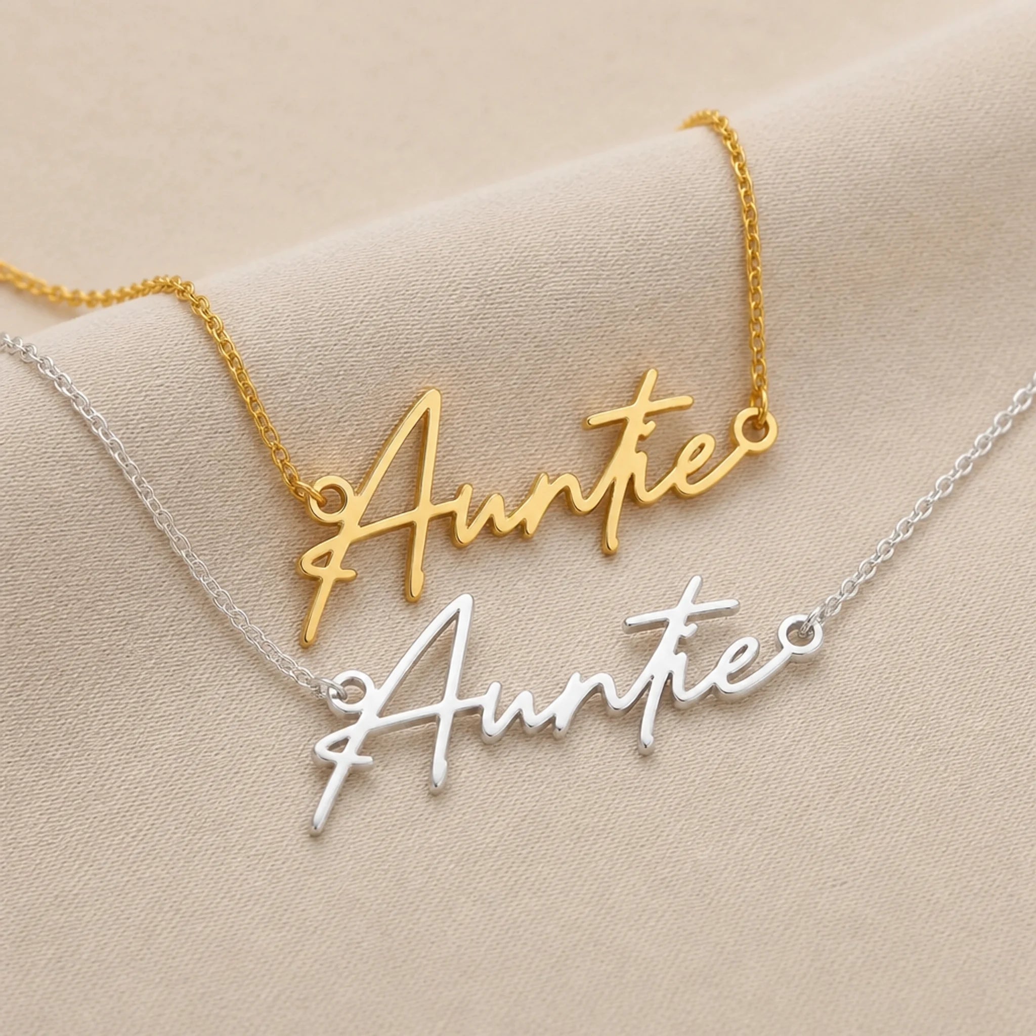 Auntie Name Necklace | 18ct Gold, Silver & Vermeil | Ready to Ship