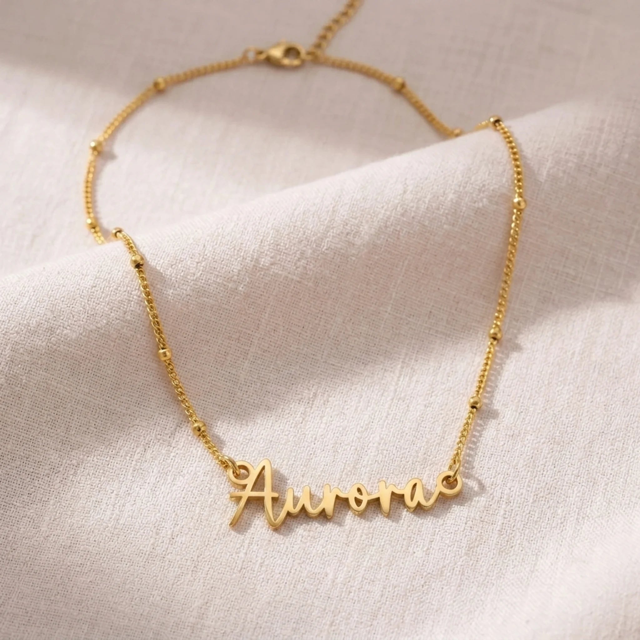 Aurora Name Necklace | 18ct Gold, Silver & Vermeil | Ready to Ship