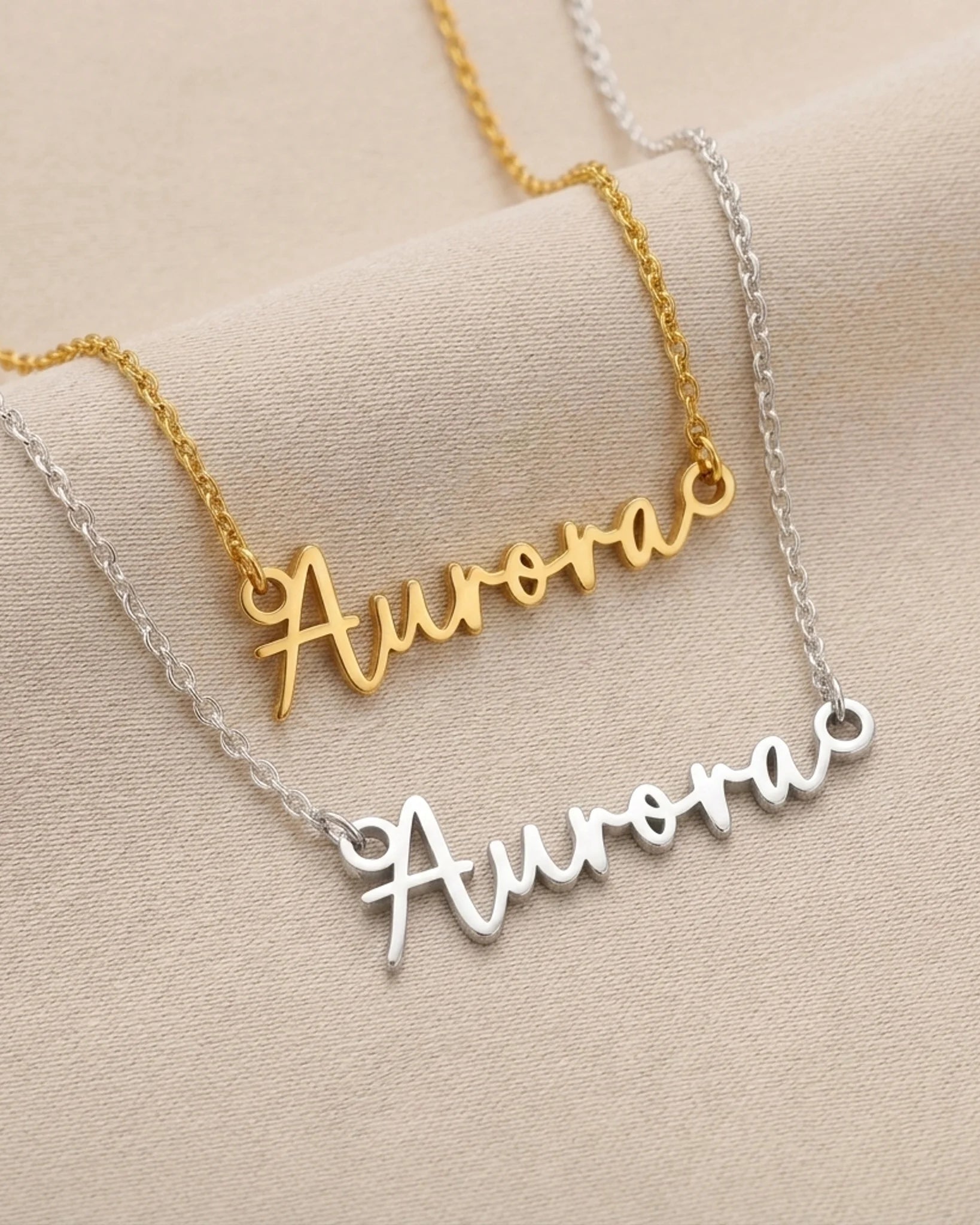 Aurora Name Necklace | 18ct Gold, Silver & Vermeil | Ready to Ship