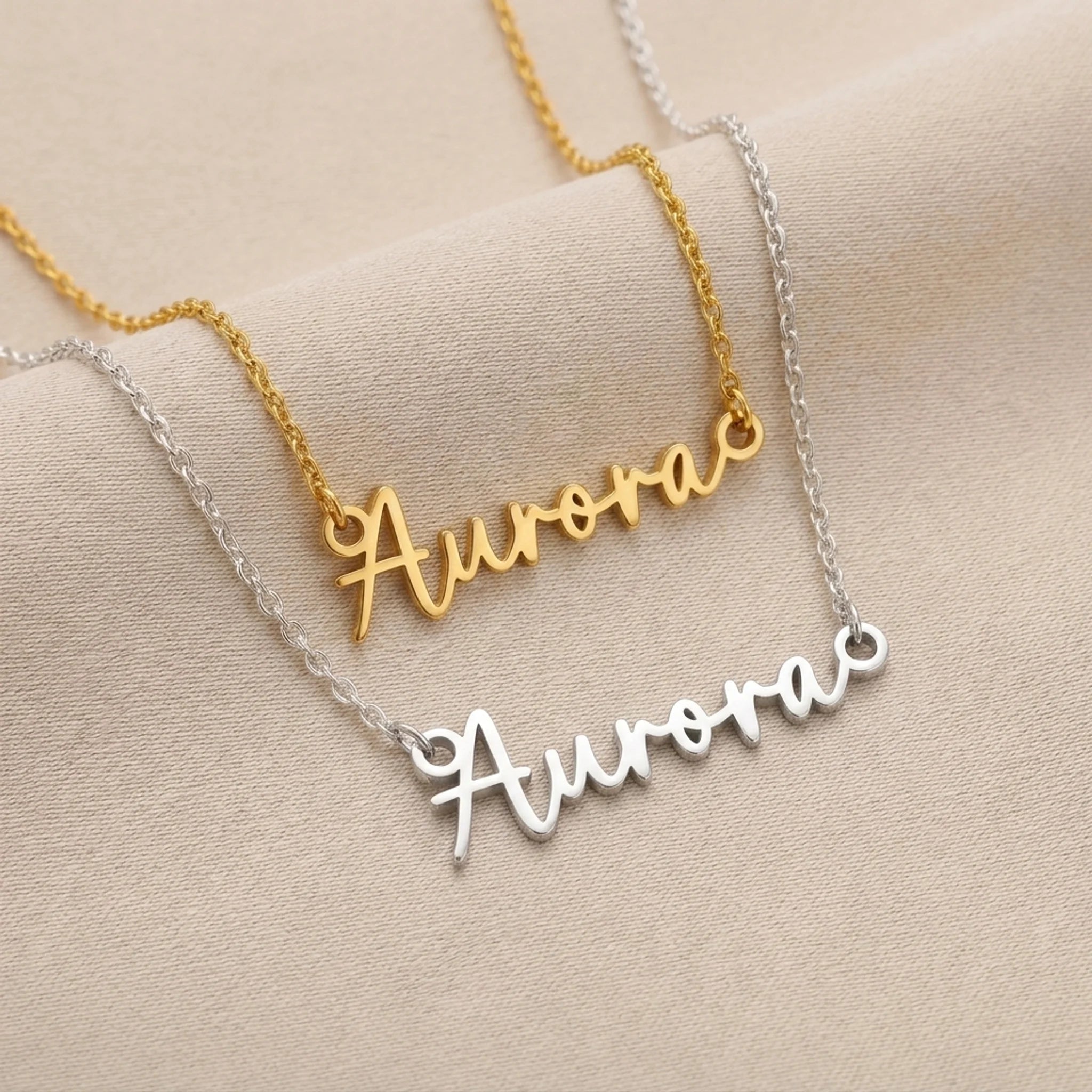 Aurora Name Necklace | 18ct Gold, Silver & Vermeil | Ready to Ship