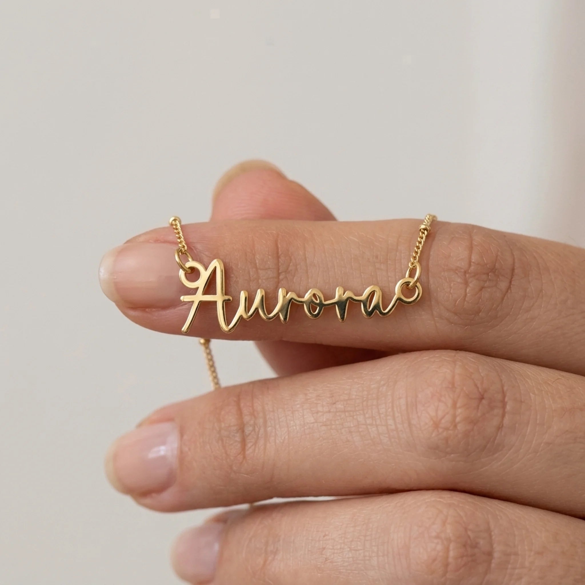 Aurora Name Necklace | 18ct Gold, Silver & Vermeil | Ready to Ship