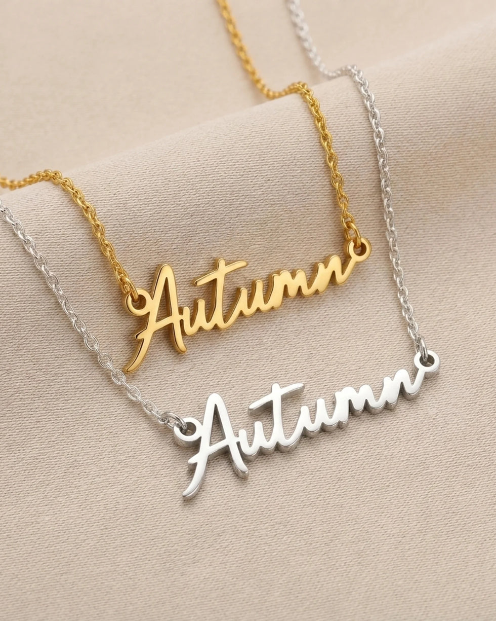 Autumn Name Necklace | 18ct Gold, Silver & Vermeil | Ready to Ship