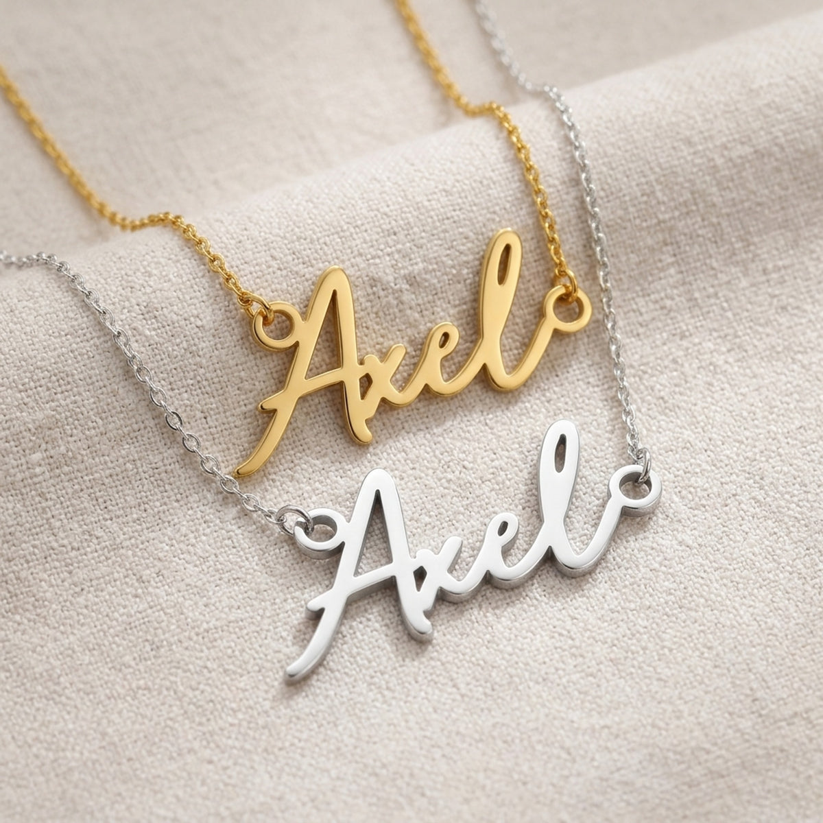 Axel Name Necklace | 18ct Gold, Silver & Vermeil | Ready to Ship