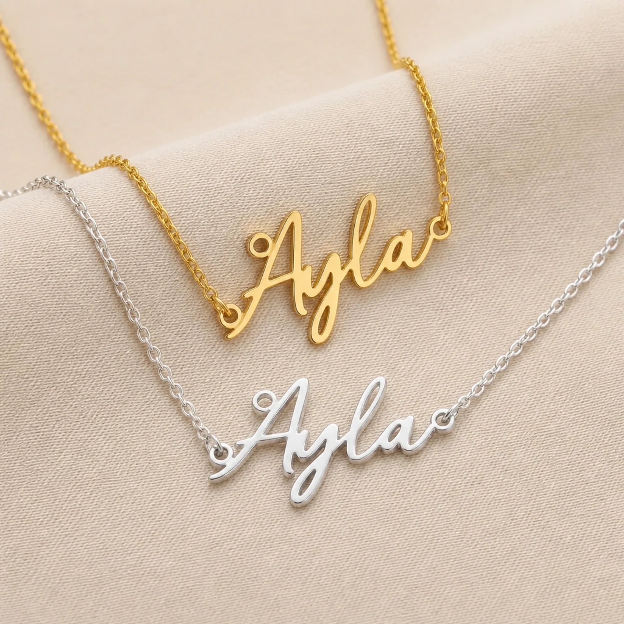Ayla Name Necklace | 18ct Gold, Silver & Vermeil | Ready to Ship