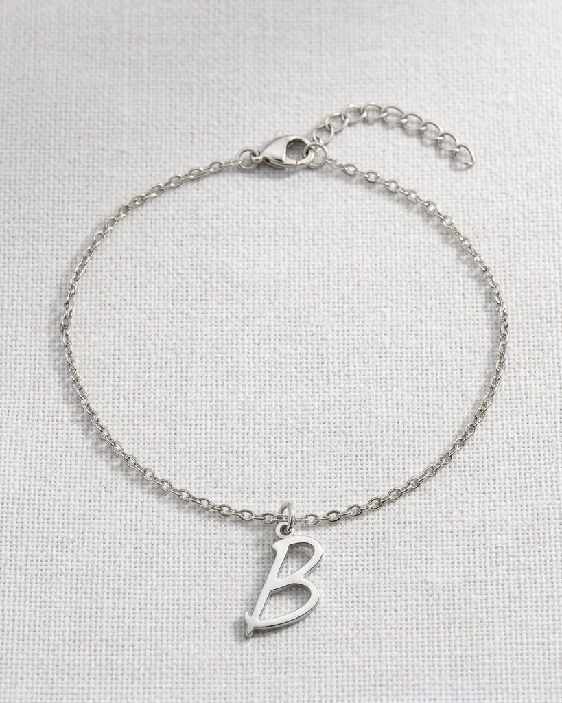 B Bracelet | Initial & Letter B Charm, Gold & Silver