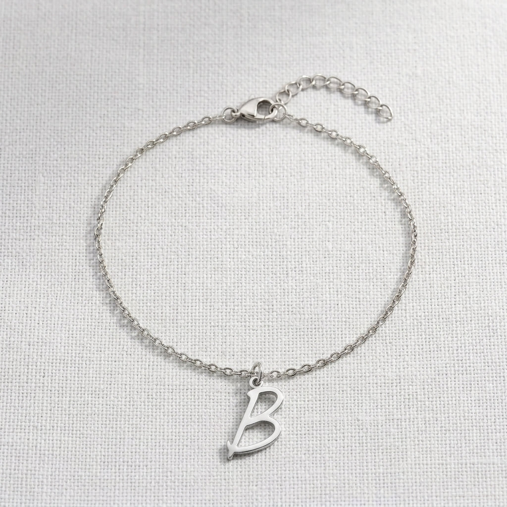 B Bracelet | Initial & Letter B Charm, Gold & Silver