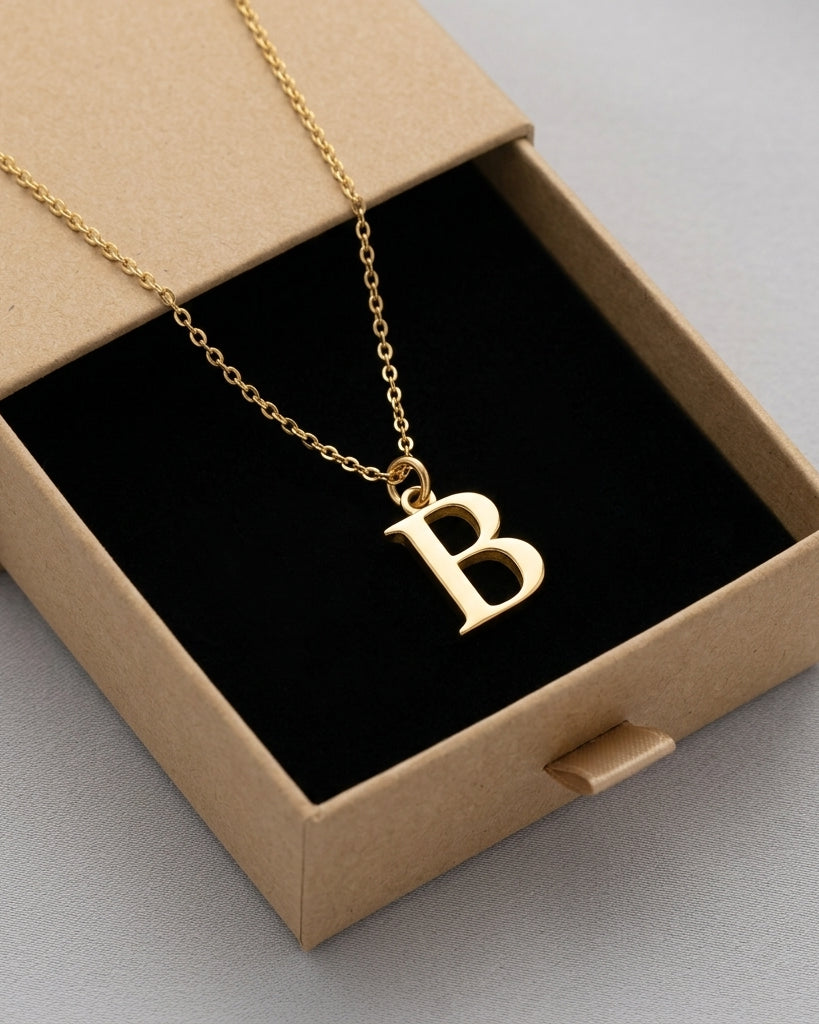 B Necklace | Initial & Letter B Pendant, Gold & Silver