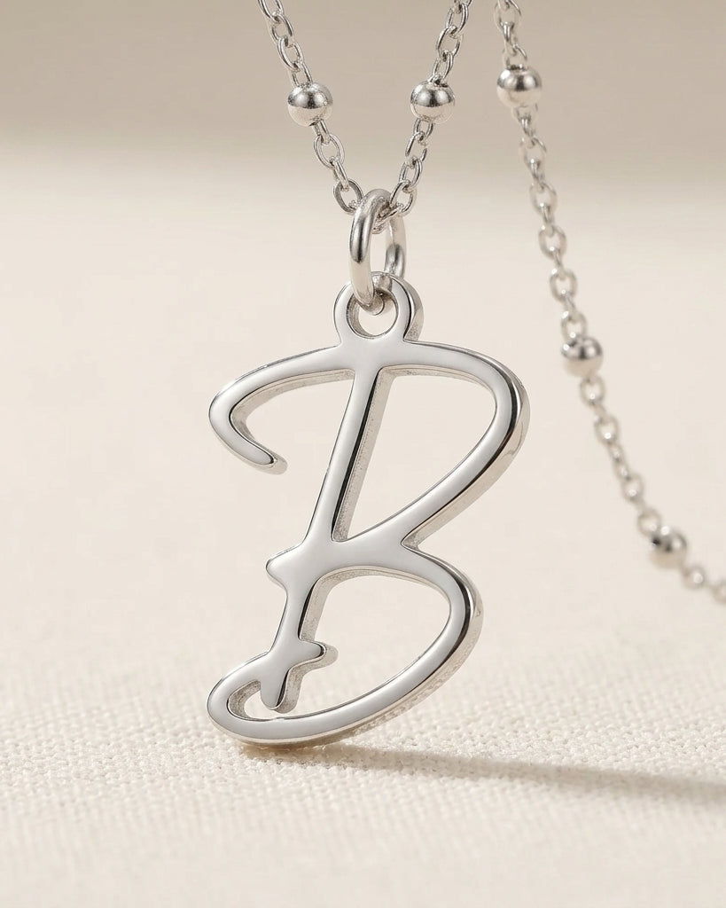 B Necklace | Initial & Letter B Pendant, Gold & Silver