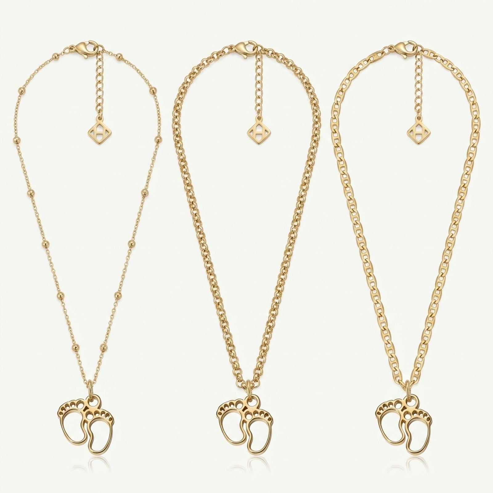 Baby Feet Charm Necklace & Bracelet