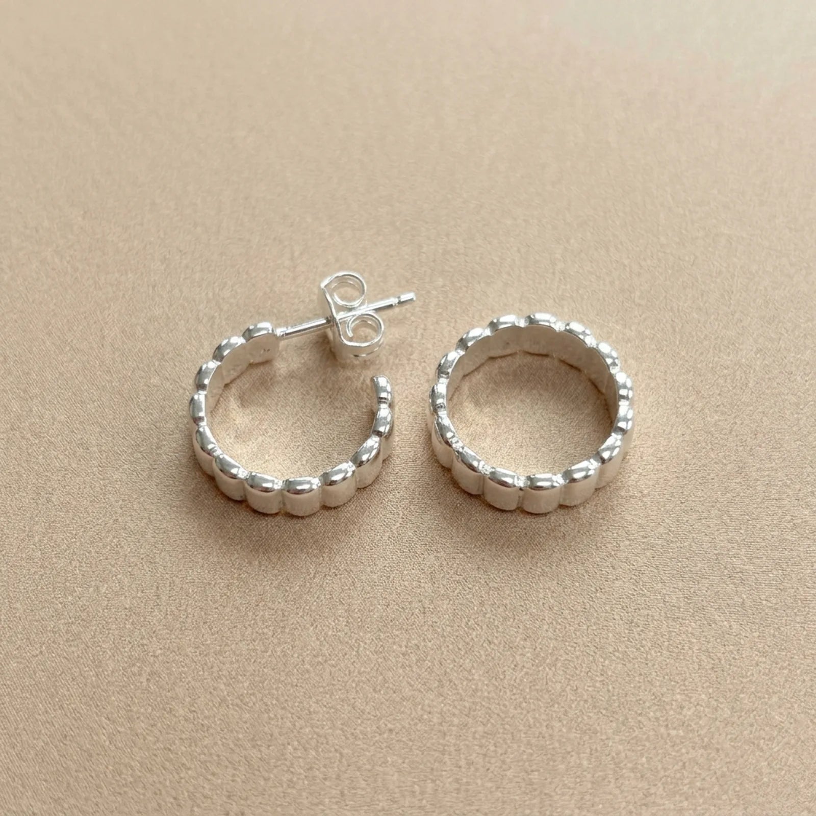 Baguette Stud Hoop Earrings in Gold & Silver