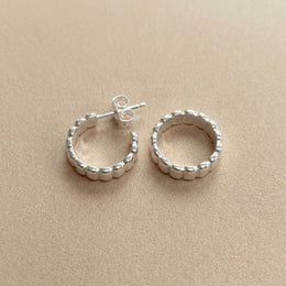 Baguette Stud Hoop Earrings in Gold & Silver