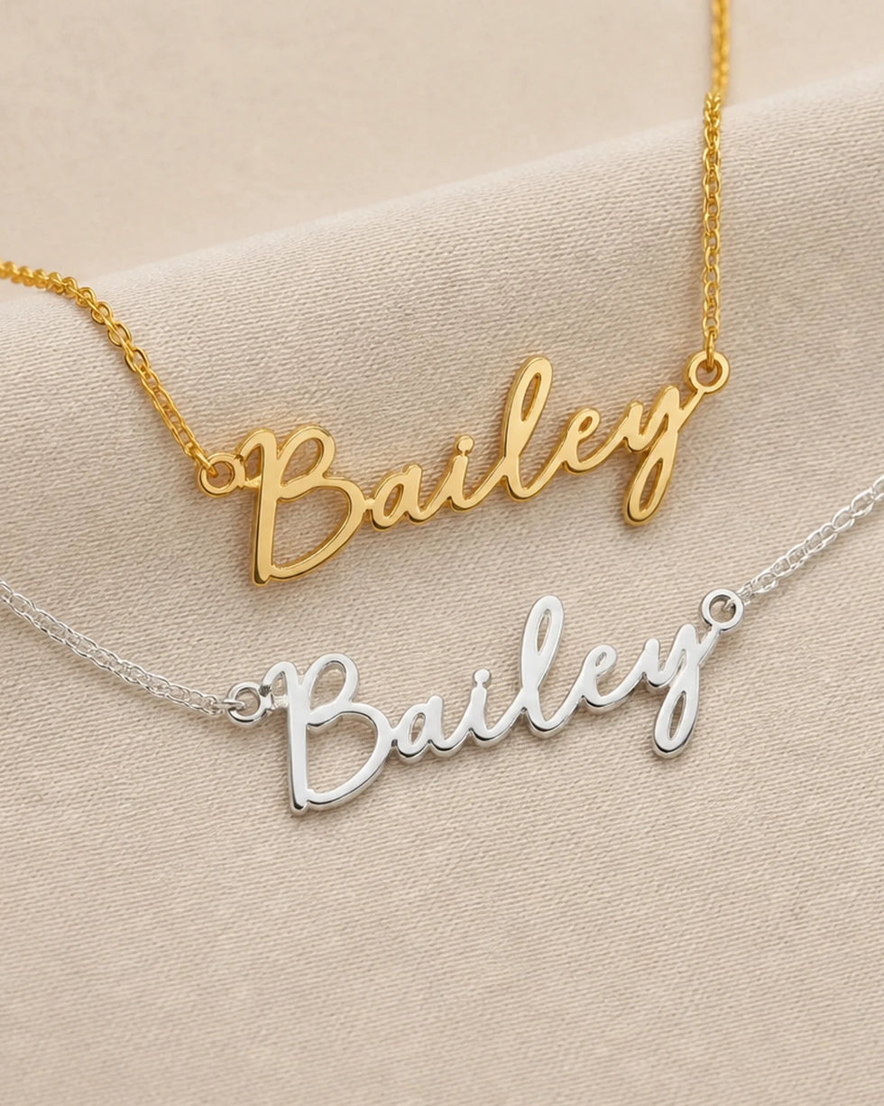 Bailey Name Necklace | 18ct Gold, Silver & Vermeil | Ready to Ship
