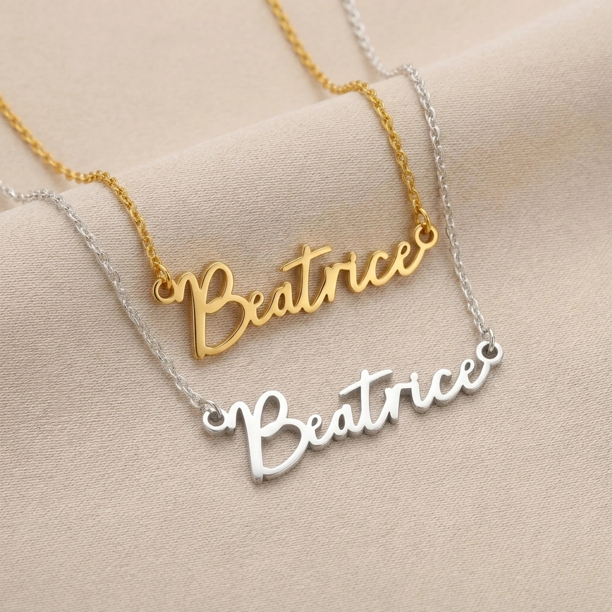 Beatrice Name Necklace | 18ct Gold, Silver & Vermeil | Ready to Ship