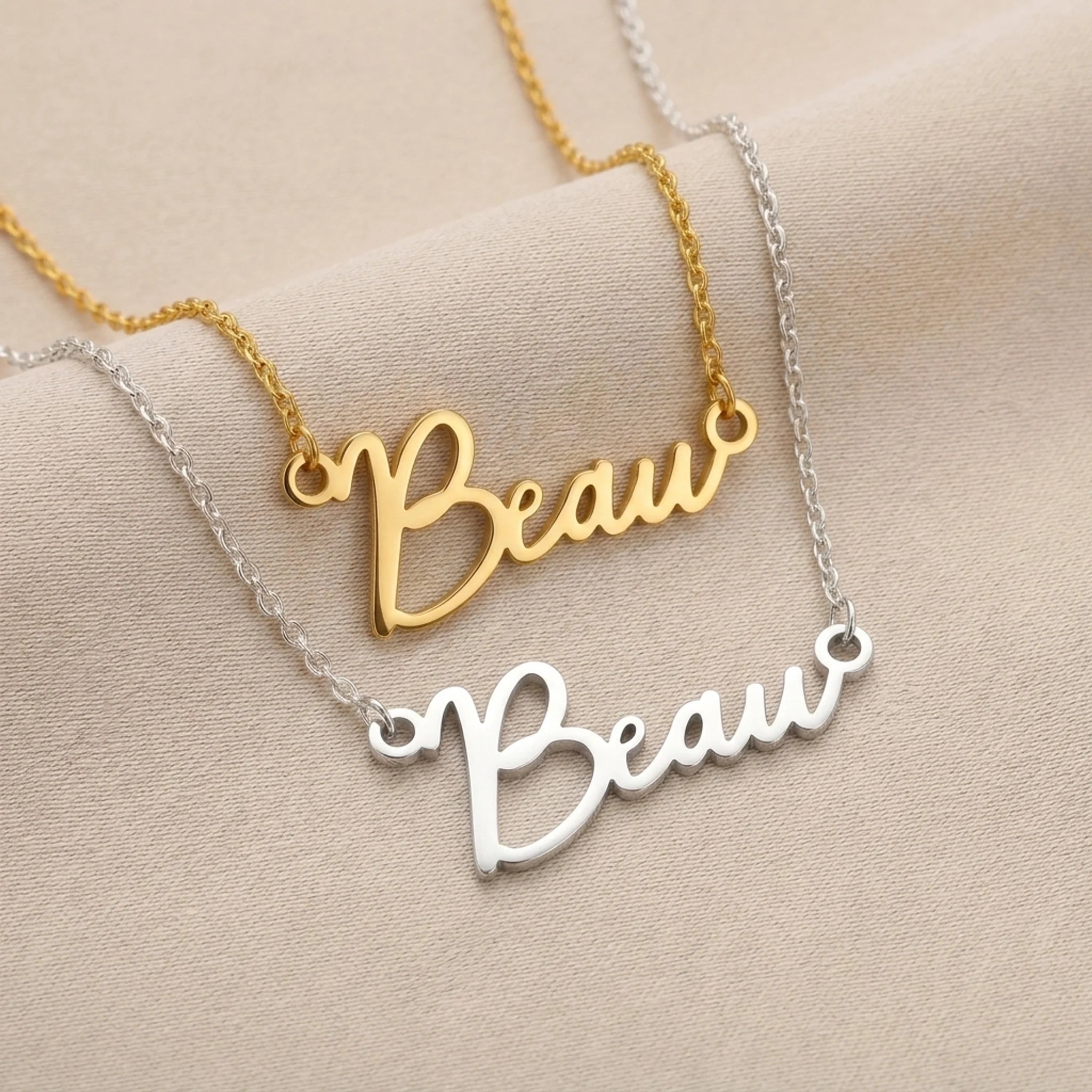 Beau Name Necklace | 18ct Gold, Silver & Vermeil | Ready to Ship