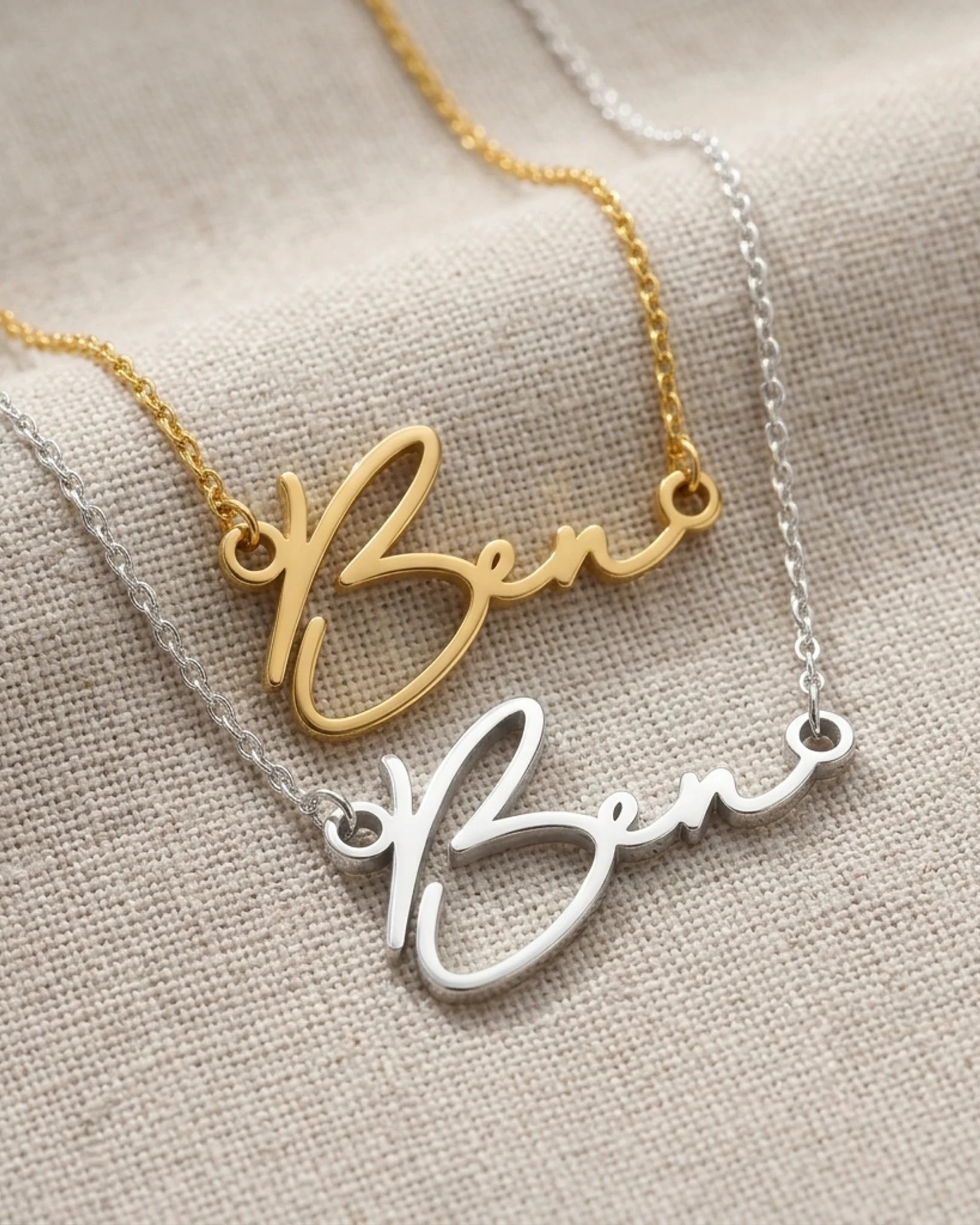Ben Name Necklace | 18ct Gold, Silver & Vermeil | Ready to Ship