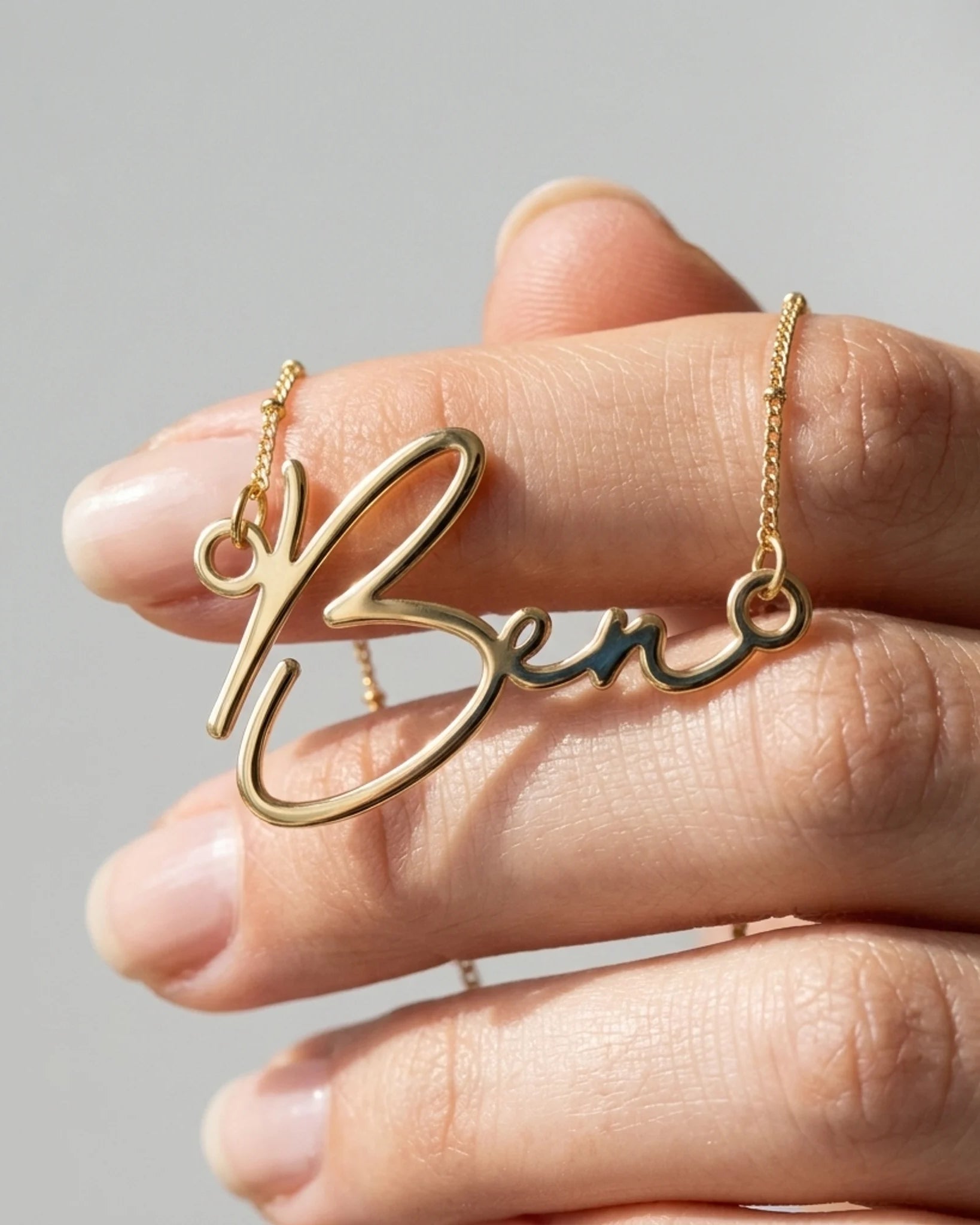 Ben Name Necklace | 18ct Gold, Silver & Vermeil | Ready to Ship