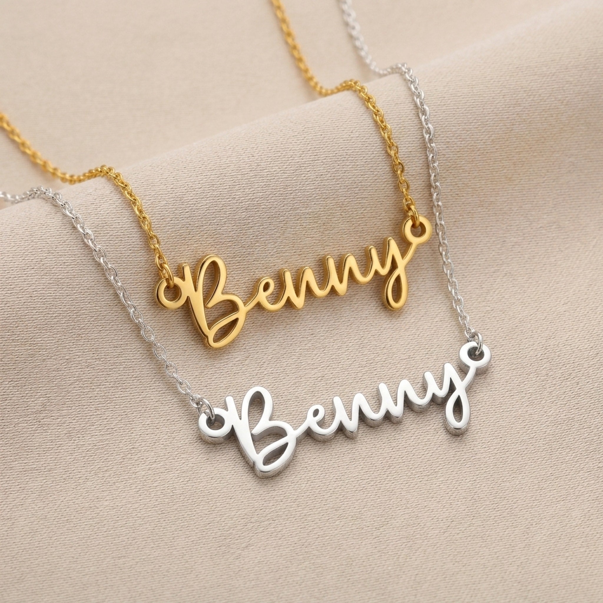 Benny Name Necklace | 18ct Gold, Silver & Vermeil | Ready to Ship