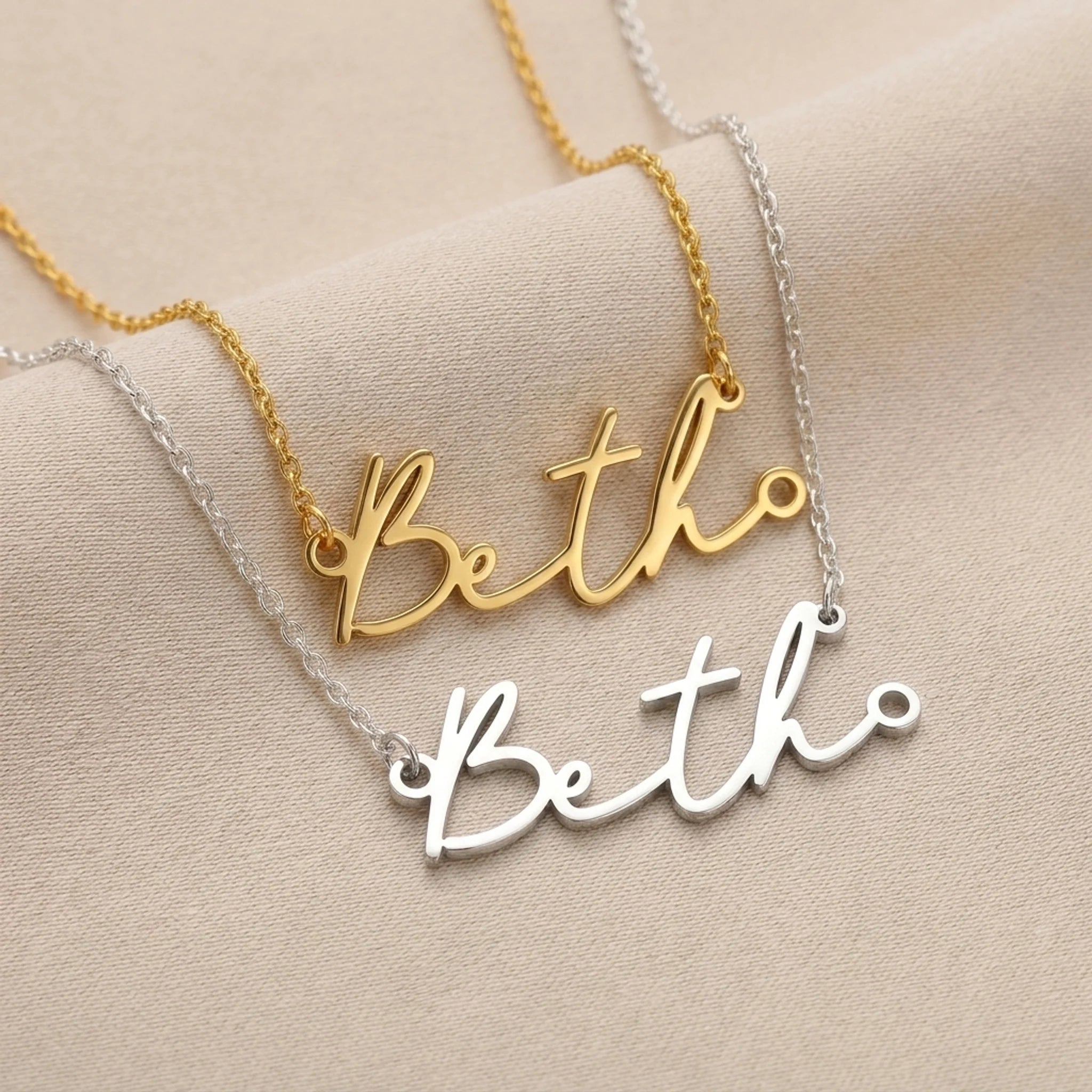 Beth Name Necklace | 18ct Gold, Silver & Vermeil | Ready to Ship