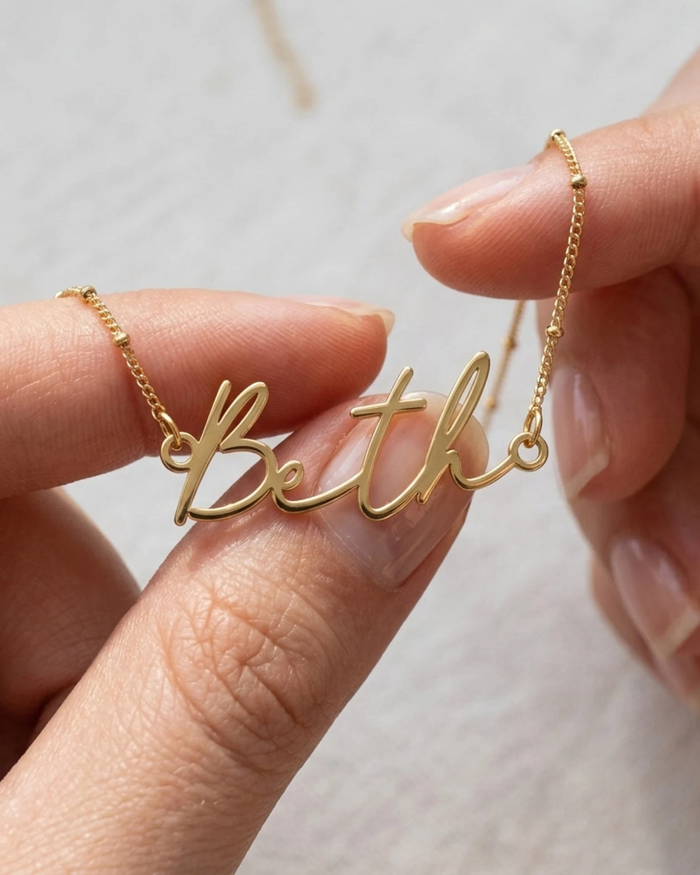 Beth Name Necklace | 18ct Gold, Silver & Vermeil | Ready to Ship