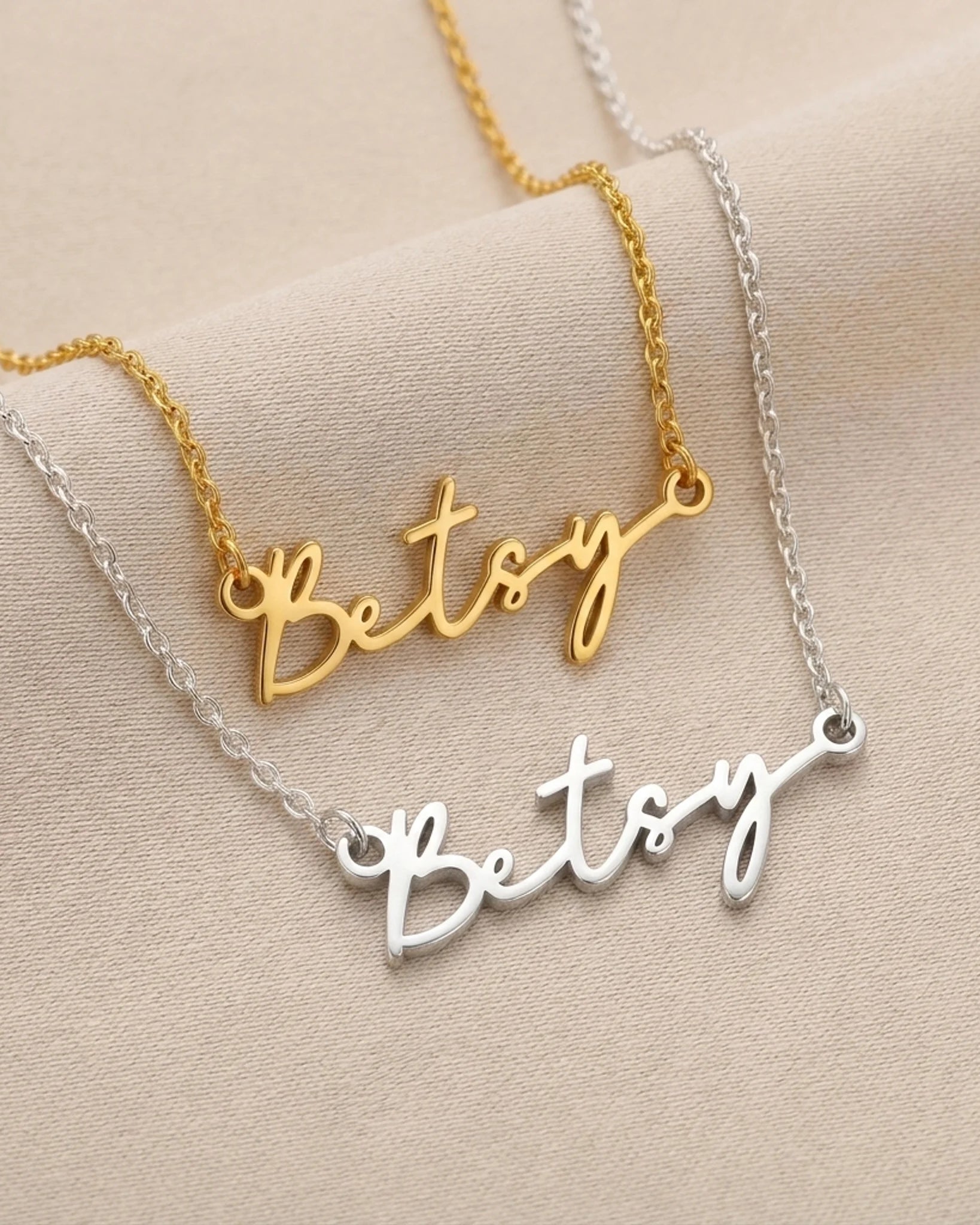 Betsy Name Necklace | 18ct Gold, Silver & Vermeil | Ready to Ship
