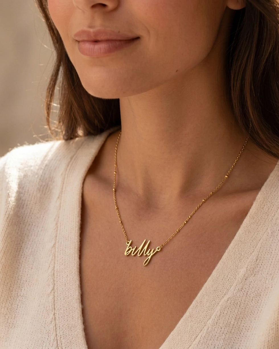 Billy Name Necklace | 18ct Gold, Silver & Vermeil | Ready to Ship