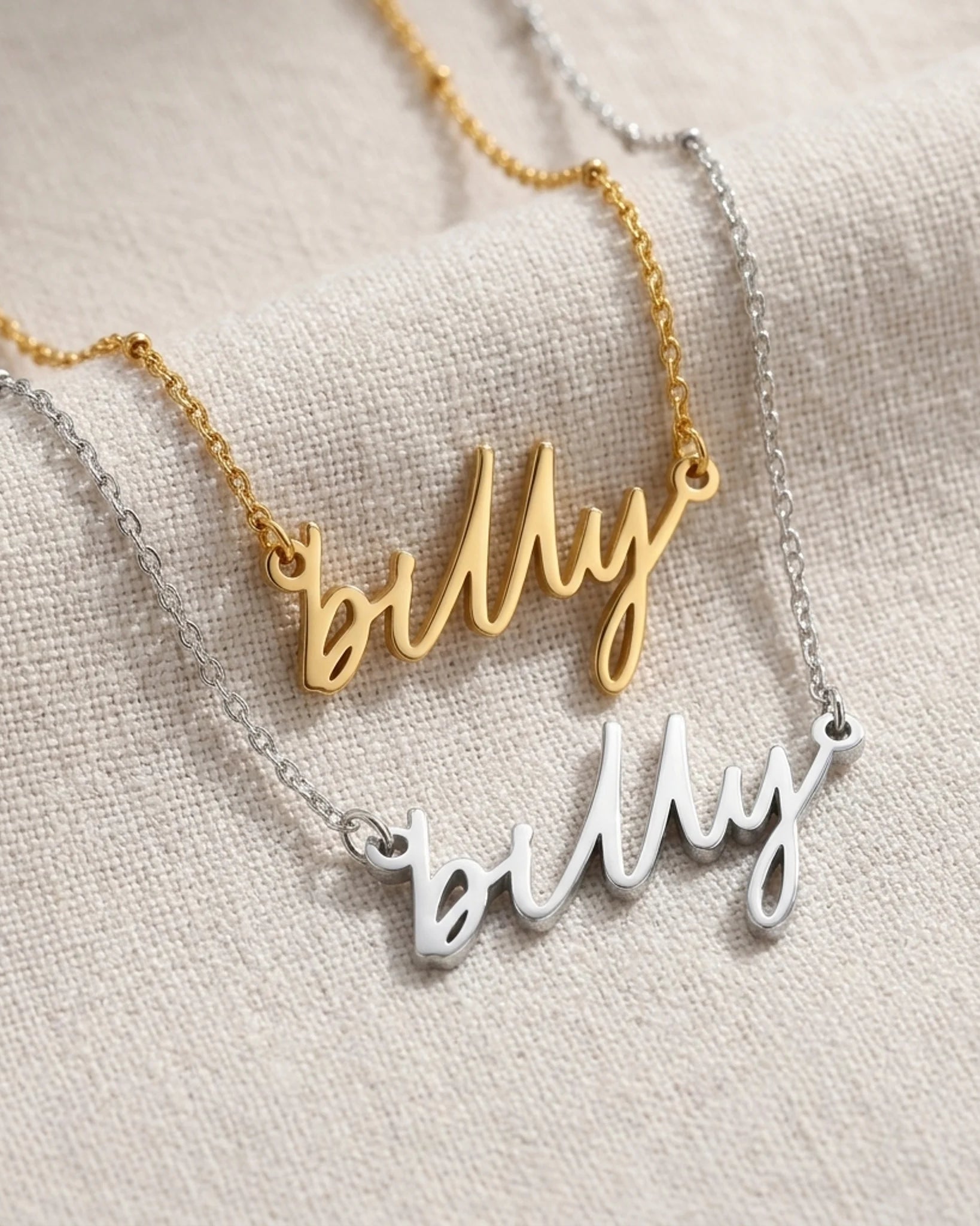 Billy Name Necklace | 18ct Gold, Silver & Vermeil | Ready to Ship