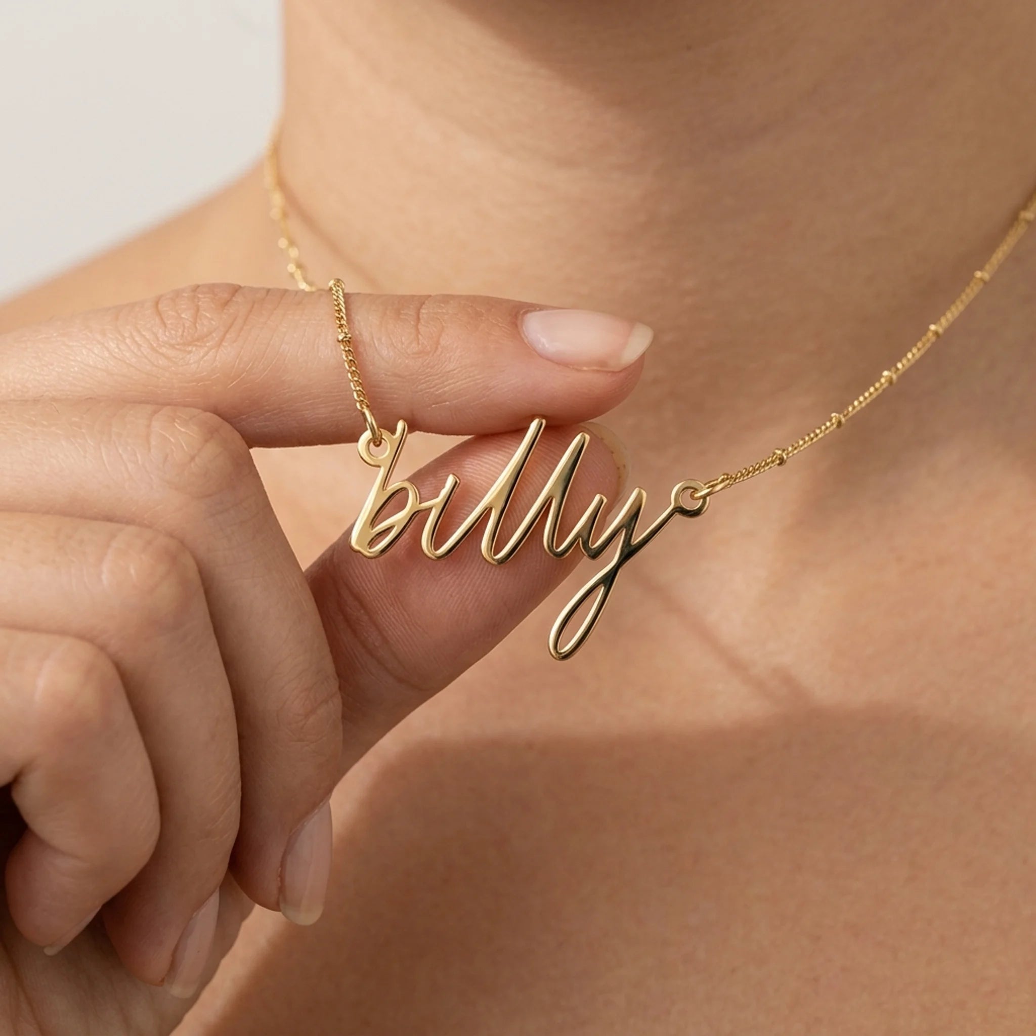 Billy Name Necklace | 18ct Gold, Silver & Vermeil | Ready to Ship