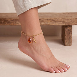 Birthstone & Initial Anklet | Personalised | HBD