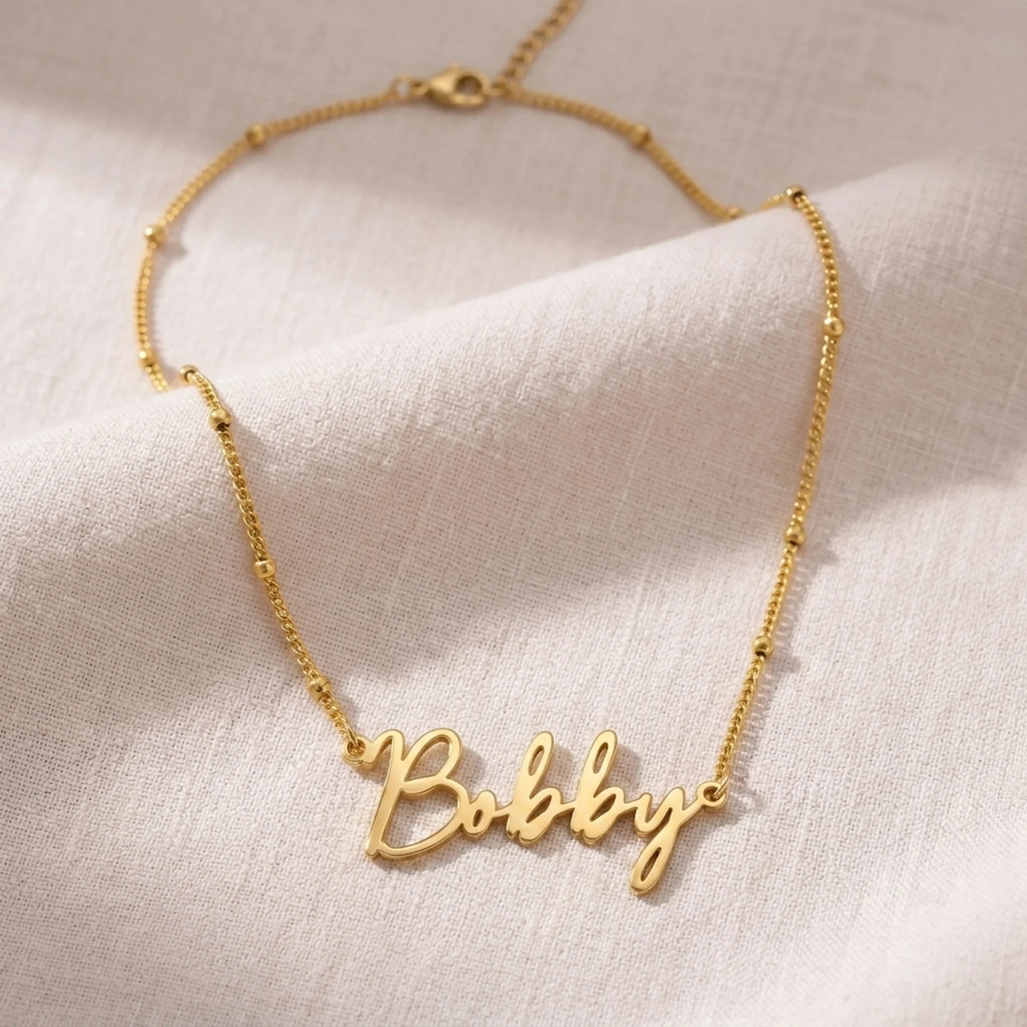 Bobby Name Necklace | 18ct Gold, Silver & Vermeil | Ready to Ship